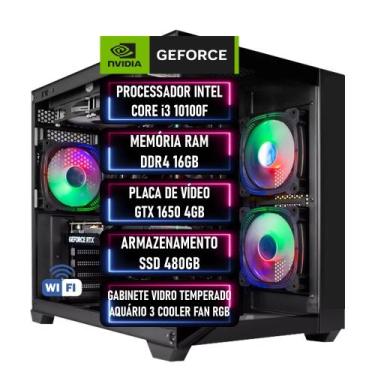 Imagem de PC Gamer Intel Core i3 10100F 10ª geração RAM DDR4 16GB GTX 1650 4GB S