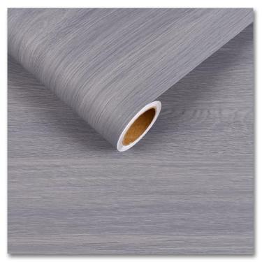 Imagem de CRE8TIVE Papel de parede cinza ardósia para contato de madeira para bancadas, impermeável, 30,5 x 899 cm, papel de contato de grão de madeira, autoadesivo, papel de parede de madeira rústica para