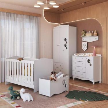 Imagem de Quarto Infantil Completo 5 peças Linha Encanto Completa Móveis, Branco