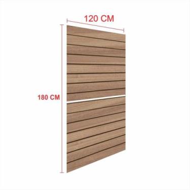 Imagem de Expositor painel canaletado 18mm amadeirado escuro altura 180 cm comp 