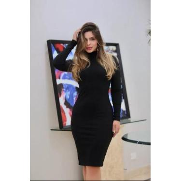 Imagem de Vestido feminino canelado - Universo Do Closet, M, Preto