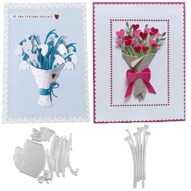 Imagem de Briartw Matrizes de corte para fazer cartões, formato de coração e flocos de neve, corte de flores, criam um buquê, para artesanato em papel feito à mão, estêncil, álbum de fotos, decoração de álbum