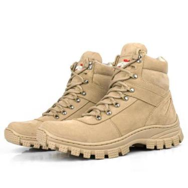 Imagem de Bota Adventure Couro Masculina Militar Cano Alto Resistente - SapatoFr
