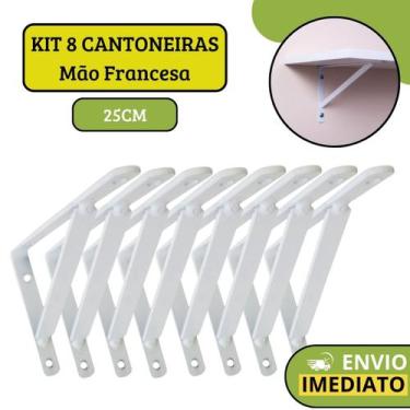 Imagem de Kit 8 Suporte Mão Francesa Cantoneira Para Sustentar Prateleira 25cm -