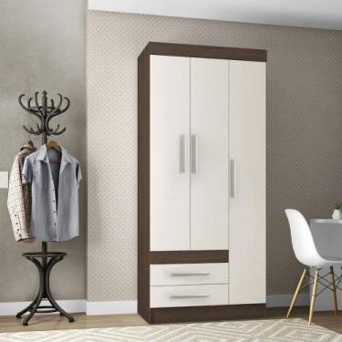 Imagem de Roupeiro Solteiro Cusco 03 portas 02 Gavetas Poliman Móveis, Amêndoa c