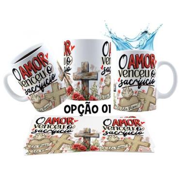 Imagem de Caneca 325ml Verdadeira Páscoa Jesus Cristo O amor venceu - LARANJA E 