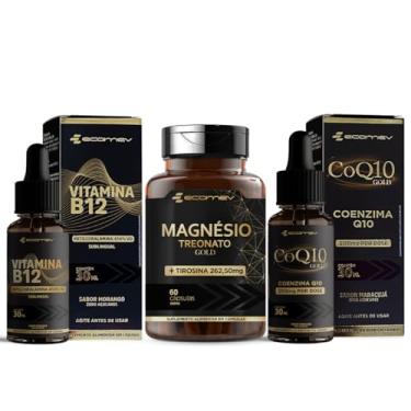 Imagem de Kit Coenzima Q10 200mg Gotas + B12 Metilcobalamina 414% VD Gotas + Magnesio Treonato + L Tirosina 500Mg - Ecomev