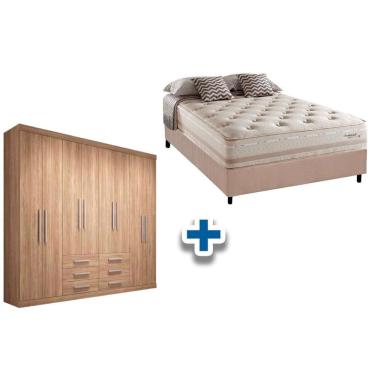 Imagem de Cama Box Casal + Colchão Scotland Herval + Guarda Roupa Master 8.6 Atacama