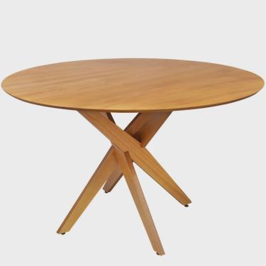 Imagem de Mesa de Jantar Redonda Madeira Maciça 4 Lugares 120cm Lisboa