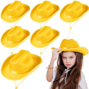 Imagem de Hercicy Chapéu de cowboy infantil de Dia das Bruxas, chapéu de vaqueira, chapéu de faroeste para meninos e meninas, artigos para despedida de solteiro, Amarelo, tamanho �nico