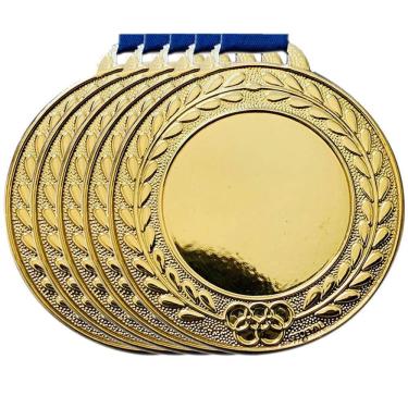 Imagem de Kit 14 Medalhas Grandes 5,5cm Centro Liso Acompanha Fita Azl bronze