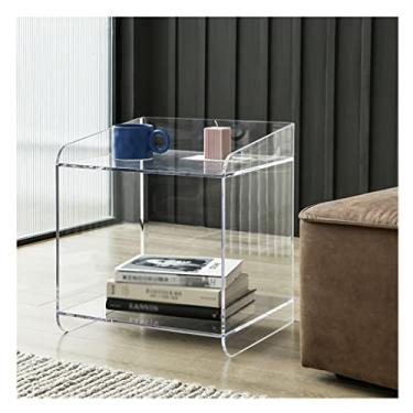 Imagem de Mesa de cabeceira acrílica criativa, mini quarto, armário de cabeceira pequeno, armário de armazenamento, moderno, minimalista, sala de estar, armário lateral, mesa lateral (cor: B)