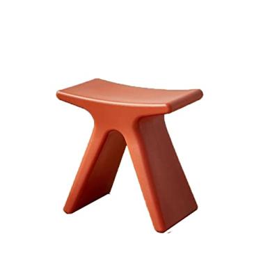 Imagem de ZABEES Banqueta criativa para troca de sapatos, banquinho de plástico para uso doméstico, formato especial, bancos pequenos e baixos para sala de estar, assento acolchoado para quarto