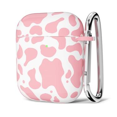 Imagem de Svanove Capa para Airpods estampa de vaca, capa feminina fofa de luxo retrô com estampa de animal Airpods 1ª 2ª geração com chaveiro, estética Y2k moderna capa rígida de plástico Airpods para mulheres