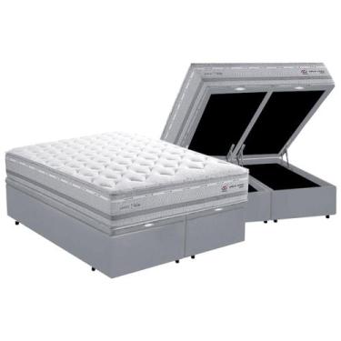 Imagem de Cama Box Baú Casal Bipartida com Colchão Herval C1662 Molas Maxspring 