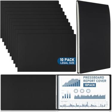 Imagem de Resurhang 10 peças 35,5 x 23,5 cm capa de relatório de prancheta, pasta de apresentação de 7,6 cm com prendedor de papel de pino de metal para encadernar perfeitamente relatórios propostas