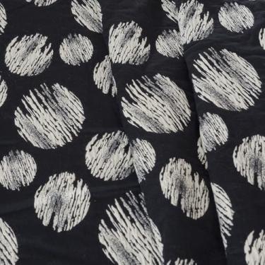 Imagem de Itália - Tecido jacquard de mistura de algodão da Yard, tecido metálico bordado floral para vestido na moda, saia, casacos, roupas e trabalhos manuais (8 jardas, fundo branco, círculo preto)