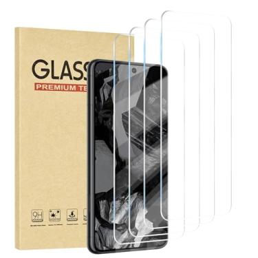 Imagem de Jngnpn Pacote com 4 protetores de tela para Google Pixel 8a, película de vidro temperado premium, dureza 9H, alto alumínio, transparente HD, antiarranhões, sem bolhas, ultradurável, compatível com