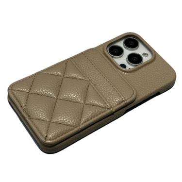 Imagem de Capa para iPhone 11 Pro (5,8") Carteira de bolso de cartão de luxo em couro com compartimento para cartão em treliça da moda, capa macia fosca, camelo, para iPhone 11 Pro (5,8")