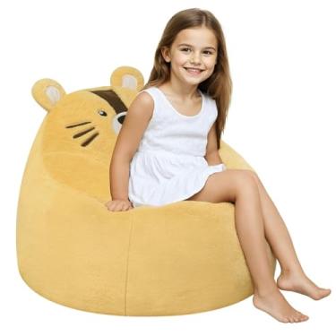 Imagem de COMAX Cadeiras Bean Bag para crianças de 8 a 12 anos, sofá BeanBag com enchimento para meninos e meninas, cadeira de chão preguiçosa para sala de jogos, berçário, tigre