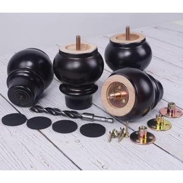 Imagem de Conjunto de 4 pernas de móveis de madeira maciça de 10 cm - resistente - marrom - substituição de pernas de sofá, pernas de mesa para mesa de café, elevação de sofá, pés de armário, pernas de cama e