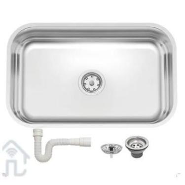 Imagem de Cuba Inox N2 Tramontina Pia Cozinha Standard 56x34x14 Fosca C/Sifão e 