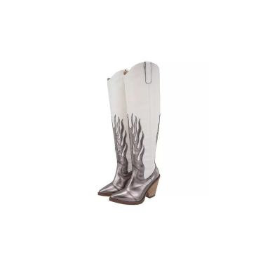 Imagem de Bota Western Texana Feminino Country Moda Metalizada Salto Grosso
