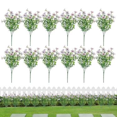 Imagem de Flores falsas ao ar livre, flores externas artificiais - Feixes falsos de flor de seda para fora,Adeços de decoração de plantas artificiais para o quintal de festas de casamento.
