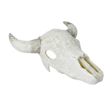Imagem de WeiLaiKeQi Decoração de tanques de peixe, decoração de tanque de répteis Acessórios decorativos de cabeça de animais de répte, Chifre de Boi Branco