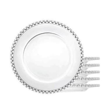 Imagem de Jogo 6 Pratos de Sobremesa 20cm Coração Cristal Transparente Lyor