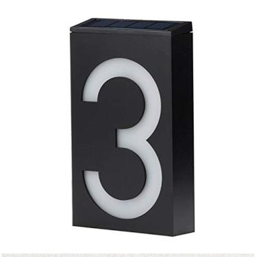 Imagem de SPTECH Placa de luz solar de LED com número de casa, jardim, quintal, prédio, porta, endereço, placa, lâmpada alimentada por energia solar, placa externa iluminada por LED para casa urbana (Digital 3)