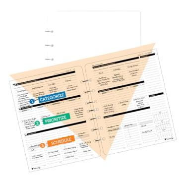 Imagem de Planner Pad Organizador de 12 meses de funil de folha solta de 7 furos, julho de 2025 a junho de 2026 / Ano Acadêmico Tinta preta, 16 x 21 cm