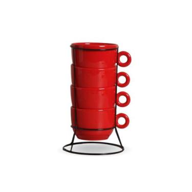 Imagem de Kit Suporte Consumê Bojuda Colors 470ml - Cerâmica Regina, Vermelho