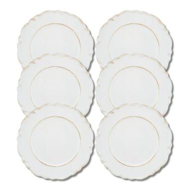 Imagem de Jogo 6 Sousplat De Plástico Redondo Patinado Moon Branco Mesa Posta 33