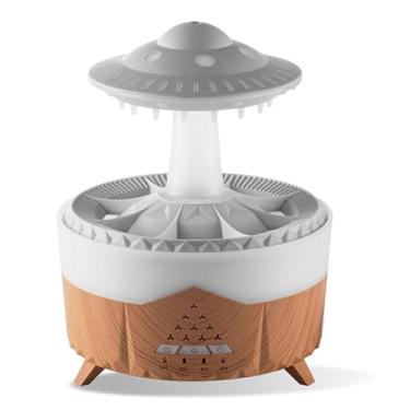 Imagem de Umidificador de máquina de aromaterapia com gotas de água para uso doméstico, grande volume de névoa, difusor de óleo essencial com controle remoto sem som na área de trabalho (Marrom)