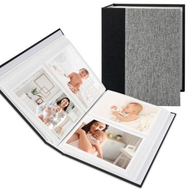 Imagem de Hiwhy Álbum De Fotos Linho 4X6 Para 200 Fotos, Capa Dura, Pequena Estante Livros, Ideal Crianças, Casamento, Viagem, Preto