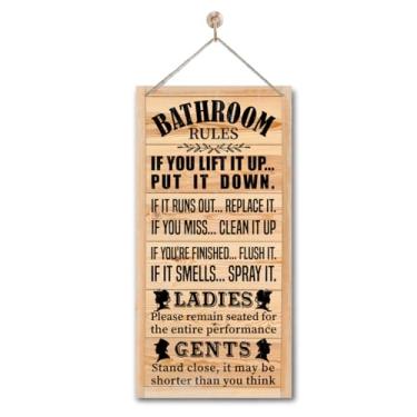 Imagem de Gkwa Decoração Rústica De Banheiro Estilo Western - Placas Parede Engraçadas, Regras Do Campo Fazenda H1