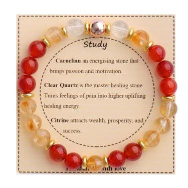 Imagem de KSQS Pulseira De Contas Pedras Curativas Para Mulheres, Proteção E Equilíbrio Com Preciosas Naturais, Cristal Espiritual Alívio Da Ansiedade Cartão Significado (Nº 32)