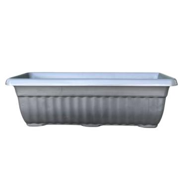 Imagem de Floreira Prata Decoração Horta em casa Cachepô Linear Canelado 35cm - Cor: Prata