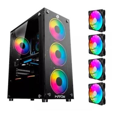 Imagem de Gabinete Pc Gamer 4 Fans Rgb Led Vidro Temperado Frontal e Lateral Des