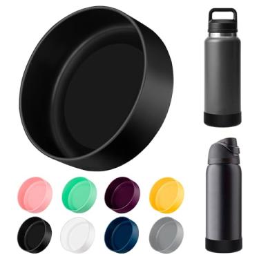 Imagem de Bluwing Bota protetora de silicone para garrafa YETI Rambler de 740 ml, manga de silicone para Owala 947 ml, manga inferior antiderrapante, livre de BPA (preto)