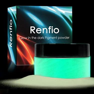 Imagem de Renfio Pigmento em pó brilhante de 3,5 oz/100 g, pigmento luminoso de cor de resina em pó, corante de pigmento fluorescente para resina epóxi, fino, tinta acrílica, unhas, arte fina - branco a menta