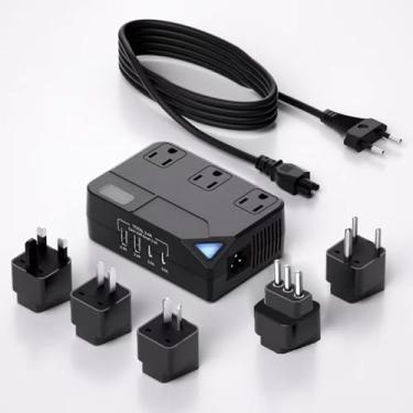 Imagem de WDATM Conversor De Voltagem Viagem Redutor, Adaptador Energia Internacional 250 W Para Alisador/Modelador Cachos, Incluindo Plugue Universal Reino Unido/Eua/Ue/Austrália/Itália/Índia (Preto)