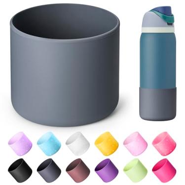 Imagem de Diumepo Bota de silicone para garrafas de água Owala de 947 ml, capa protetora antiderrapante para garrafa de água isolada Owala Twist & FreeSip & Flip, base inferior da bota para Owala (cinza)