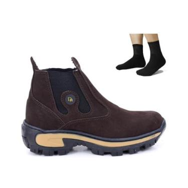 Imagem de Kit Botina Masculina Bota Coturno Couro Reforçado + Meia - Obstinate, 