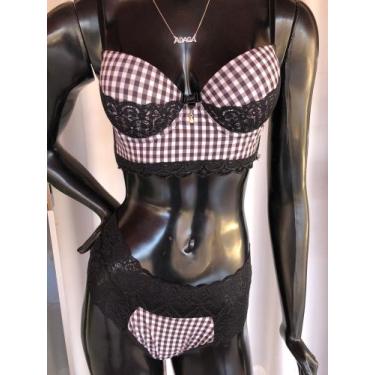 Imagem de Conjunto xadrez - Adaga moda íntima , M, Rosa