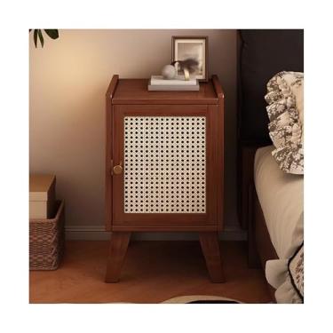 Imagem de Mesa De Cabeceira Estreita De Madeira Maciça, Mesa De Cabeceira Moderna Para Espaços Pequenos, Para Quarto, Sala De Estar, Dormitório(Brown)