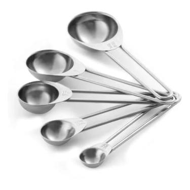 Imagem de Conjunto de Colheres Medidoras em Aço Inox, 5 Peças, 1,25ml a 15ml, para Cozinha