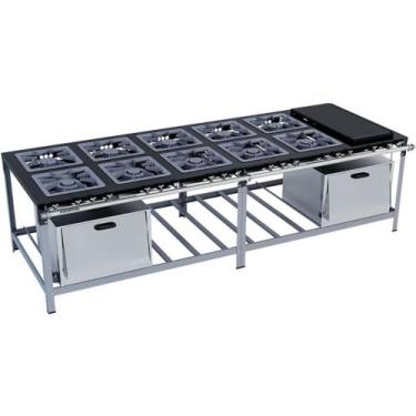 Imagem de Fogão Industrial Stori Premium 10 Bocas 40x40 2 Fornos com Chapa M32 P