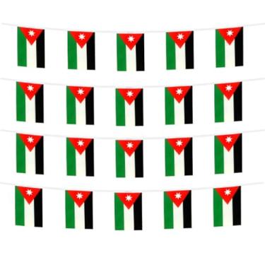 Imagem de FFILL 20 pés 20 bandeiras bandeira da Jordânia, bandeira pequena bandeira da Jordânia, para festas, lojas e decorações de bares, e celebrações do dia internacional. Bandeiras temáticas de países